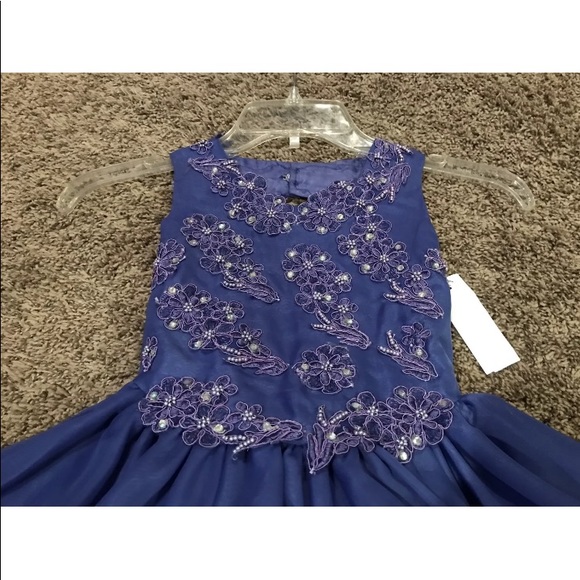 Girls Size 4 Blue Beaded Easter Pageant Special Occasion Flower girl Dress NWT - Picture 4 of 5